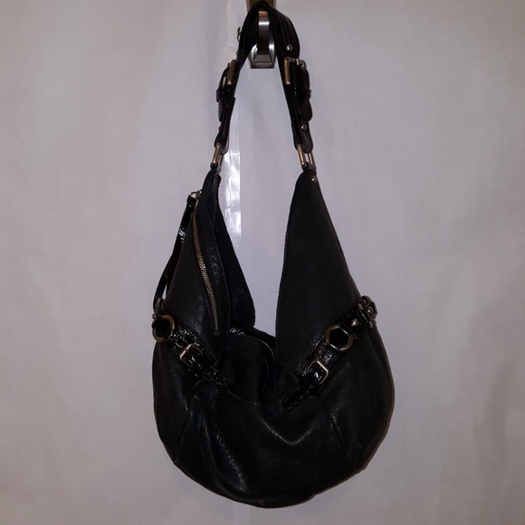 Kenneth Cole New York black leather hobo purse - Picture 1 of 8